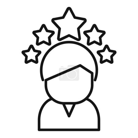Fünf Sterne Bewertung Blogger-Symbol skizzieren Vektor. Beste Medieninhalte. Neue Anzeige ändern