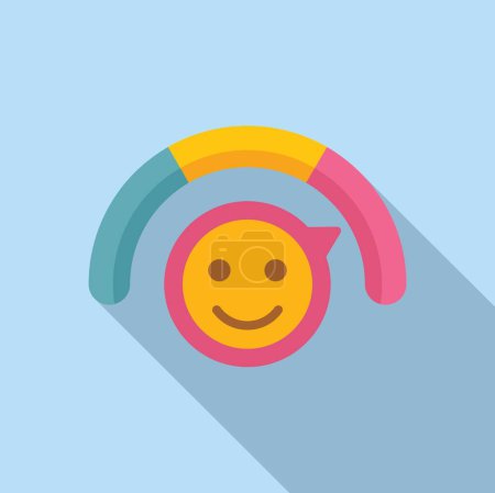 Satisfaction emoji level icon flat vector. User rank meter. Expression angry