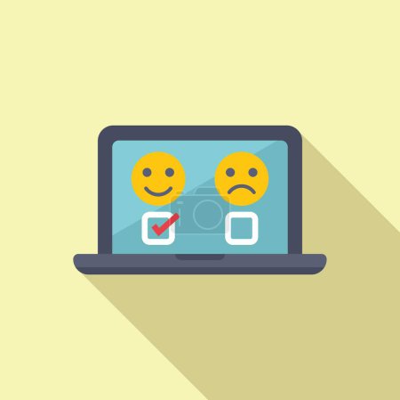Téléchargez les illustrations : Échelle de jauge ordinateur portable emoji icône plat vecteur. Utilisateur du sondage en ligne. Assortiment de diplômes - en licence libre de droit