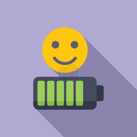 Full battery level emoji icon flat vector. Grin excellent. Star button rank