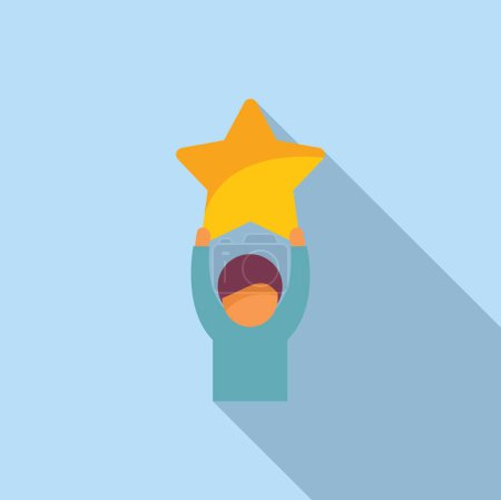Give best star user icon flat vector. Grin excellent. Emotive average gaming