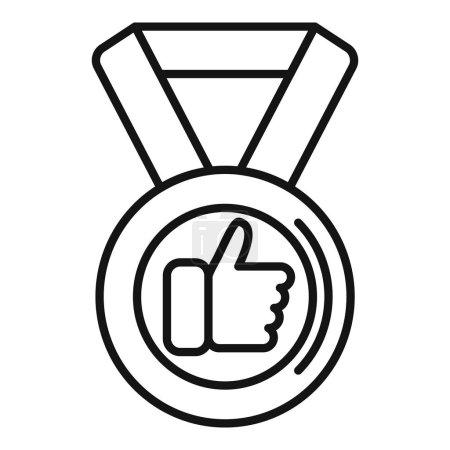Good rating medal icon outline vector. Emotive user. Excellent survey rank