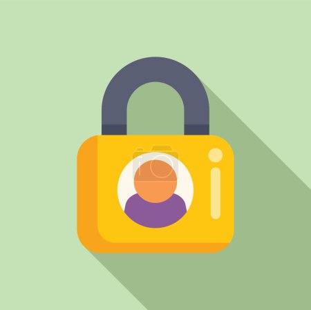 Illustration for User padlock code icon flat vector. Mobile registration. Account identity secure - Royalty Free Image
