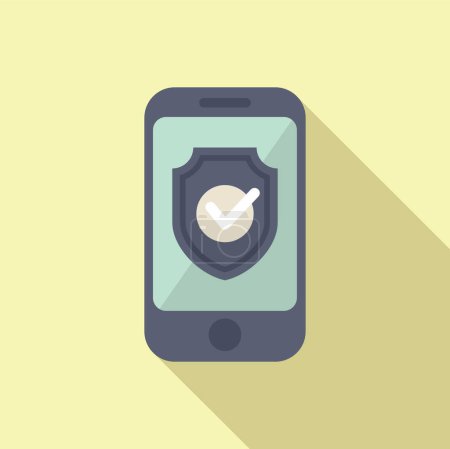 Illustration for Phone protection shield icon flat vector. Online password. Register step - Royalty Free Image