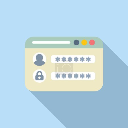 Illustration for Login user online icon flat vector. Step safe account. Multi registration privacy - Royalty Free Image