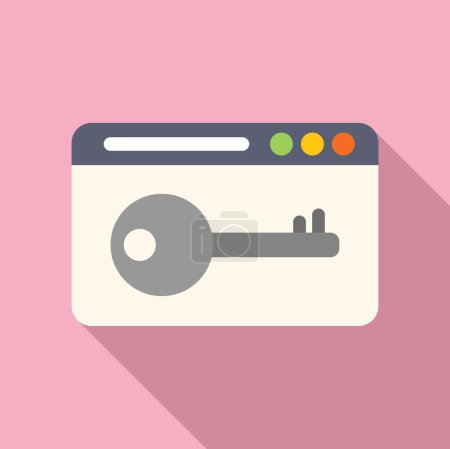 Illustration for Key pass access icon flat vector. Computer account. Website internet message - Royalty Free Image