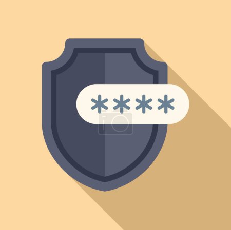 Password shield access icon flat vector. Multi authentication. Two factor step