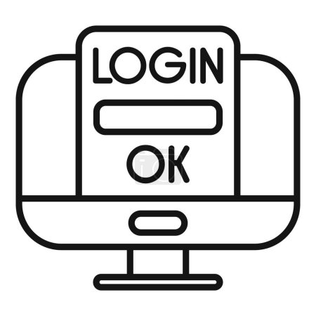 Illustration for Login password user icon outline vector. Phone step safe. Internet secure message - Royalty Free Image