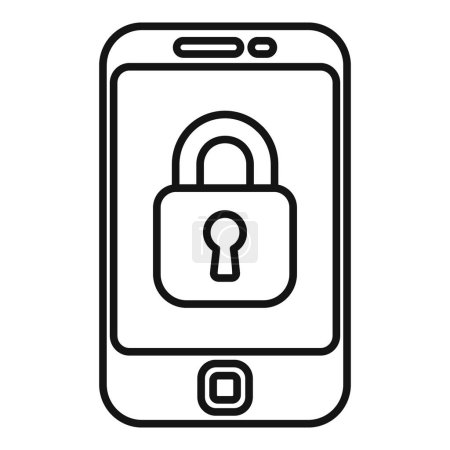 Verrouiller le vecteur de contour d'icône de téléphone sécurisé. Procédé Id multifacteur. Code d'identification