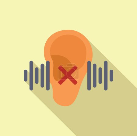 Ilustración de Icono de sordera del oído vector plano. Audífono ayuda. Método signo conversación - Imagen libre de derechos