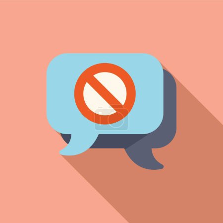 Illustration for Digital no sound chat icon flat vector. Education health. Learning education digital - Royalty Free Image