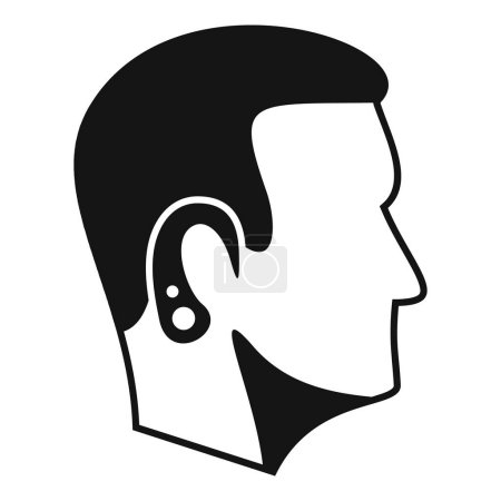 Icono de salud medicina social vector simple. Dispositivo de cabeza de persona. Implante de señal audible