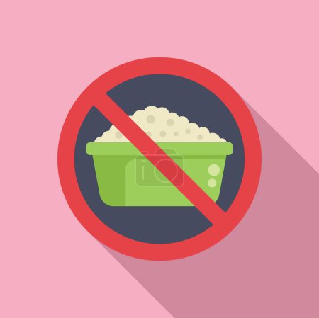 Téléchargez les illustrations : Pas d'icône de la nourriture de riz vecteur plat. Produit d'intolérance au gluten. Nutrition allergique - en licence libre de droit