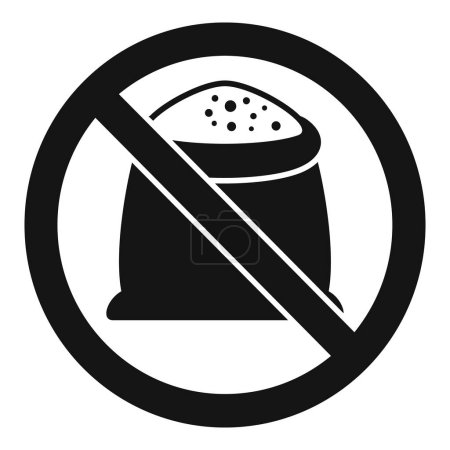 Bakery flour sack restricted icon simple vector. Gluten intolerance. Diet product