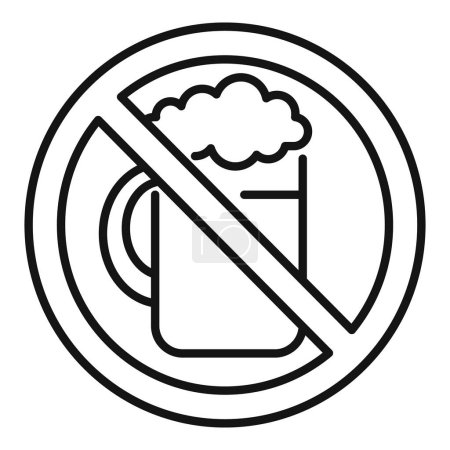 Vector de contorno de icono de bebida de cerveza restringido. Intolerancia al gluten. Productos lácteos ecológicos