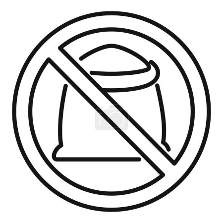 Bakery flour sack restricted icon outline vector. Gluten intolerance. Diet product