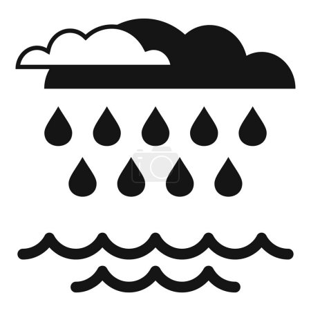 Ilustración de Subida del nivel del mar después de las lluvias icono vector simple. Desastres climáticos. Calentamiento global - Imagen libre de derechos