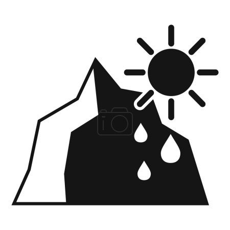 Glaciers melting on sun icon simple vector. Global climate problem. Nature disasters
