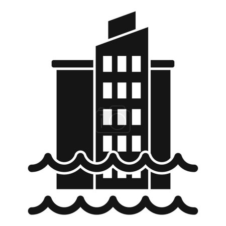 Illustration for Flood problem city icon simple vector. Climate change disasters. Ocean erosion - Royalty Free Image