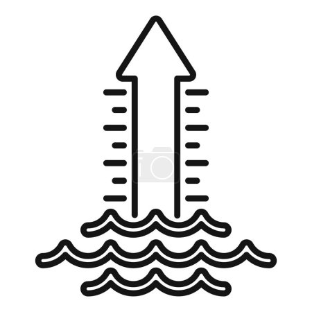 Illustration for Sea level coast icon outline vector. Warming effect. Climate change disasters - Royalty Free Image