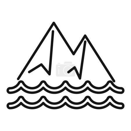 Mountains floods icon outline vector. Ice melting. Climate change disasters