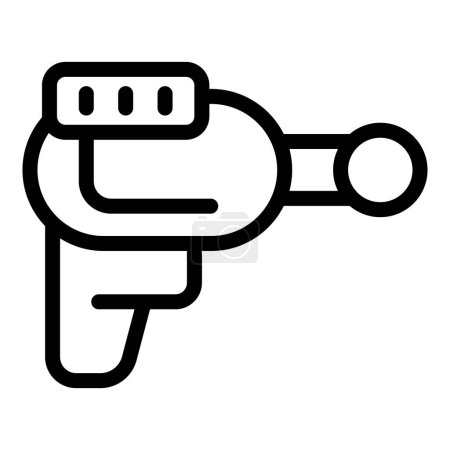 Vector de contorno de icono de rayo láser pistola. Pistola de juguete flash. Arma rayo rayo