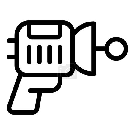 Vector de contorno de icono de pistola de haz. Futura arma espacial. Pistola de rayos de ficción