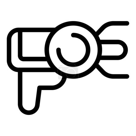 Vector de contorno de icono de pistola de haz. Tirador de pulso. Arma iónica de alta tecnología