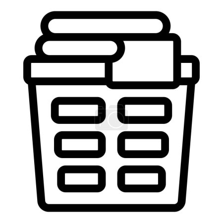 Umrissvektor für Wäschebehälter-Symbole. Schmutzige Wäsche. Textilkorb aufbewahren