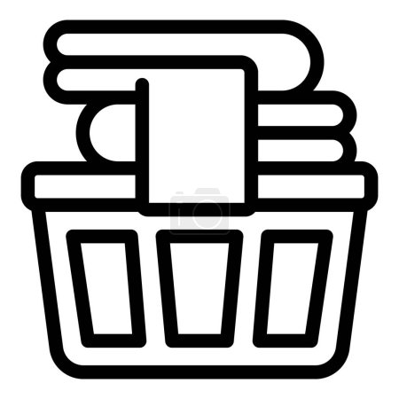 Dirty laundry holder icon outline vector. Fabric container. Household clothing stack