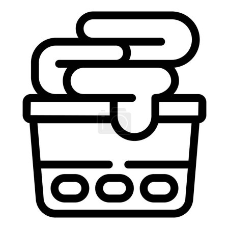 Laden clothes hamper icon outline vector. Clothing storage. Cleaning textile household