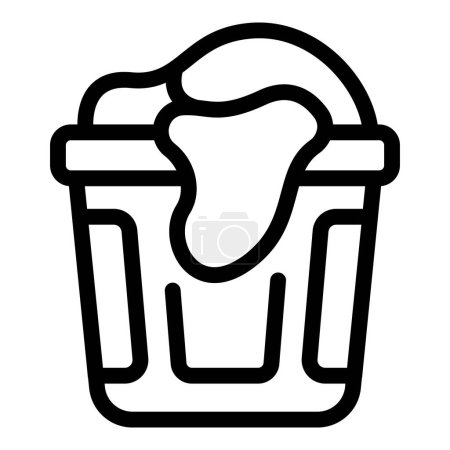Laundromat basket icon outline vector. Loaded textile hamper. Apparel household container