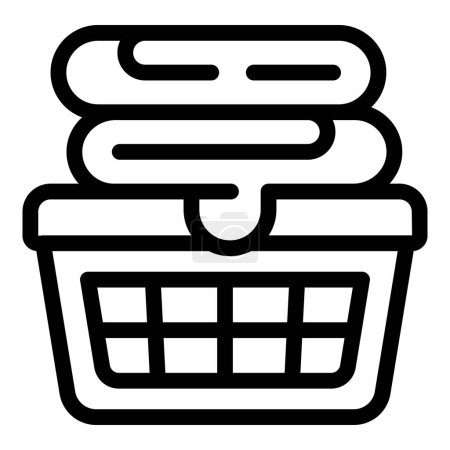 Laundry room basket icon outline vector. Loaded clothes bin. Dirty linen storage