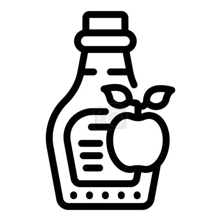 Apfelweinflasche Symbol Umrissvektor. Fruchtdrink. Fruchtiges Alkoholgetränk