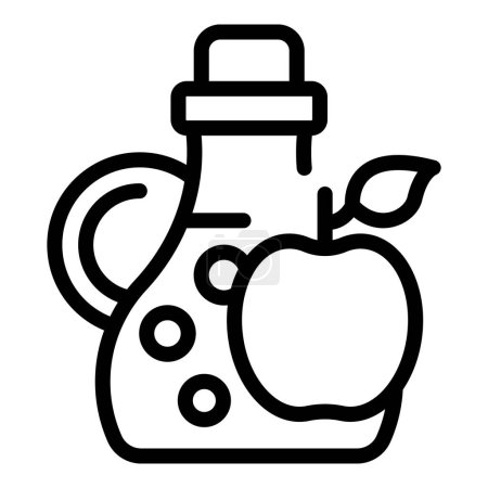 Illustration for Cider glass bottle icon outline vector. Natural beverage. Crushed apples drink - Royalty Free Image
