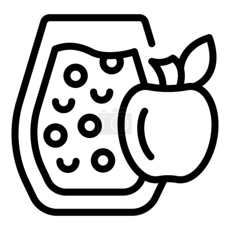 Apfelweinglas-Icon-Umrissvektor. Probieren Sie Fruchtgetränk. Frisches natürliches Getränk