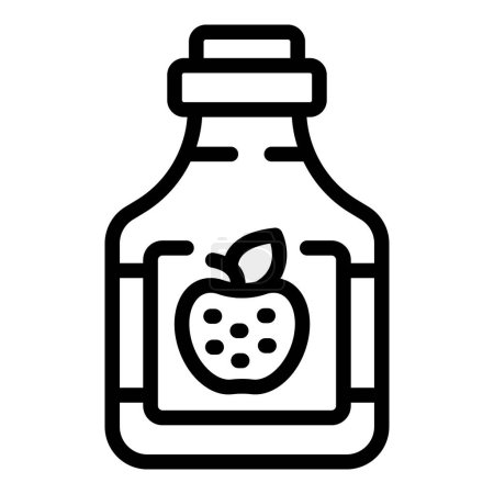 Fizzy Apfelweinflasche Symbol Umrissvektor. Erfrischungsgetränk würzig. Aromatisches Aroma-Getränk