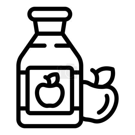 Illustration for Fermented cider vinegar icon outline vector. Natural apples spirit. Alcoholic tangy drink - Royalty Free Image