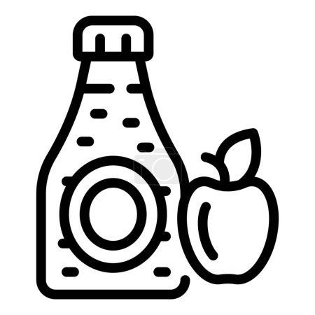 Sparkling cider bottle icon outline vector. Apple fizzy drink. Natural fermented fruity beverage
