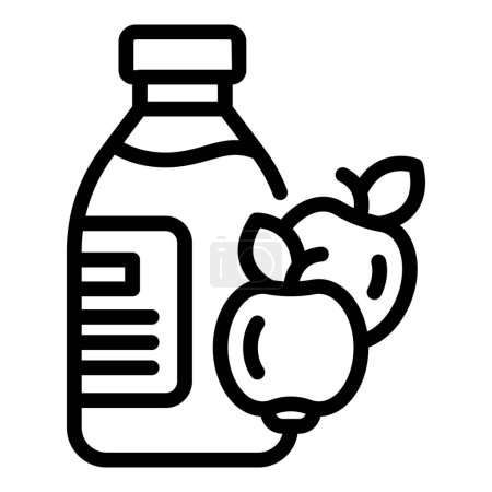 Hausgemachte Apfelweinflasche Symbol Umrissvektor. Apfel handwerkliches Getränk. Erfrischungsgetränk würzig