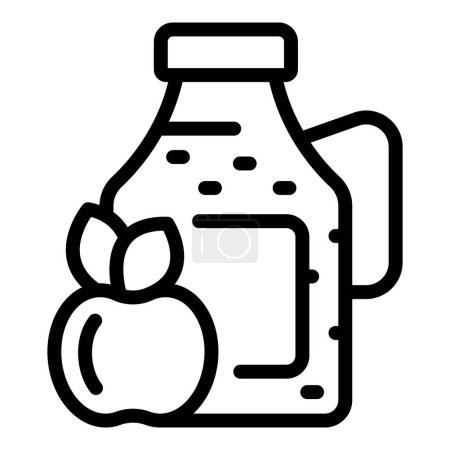 Fizzy homemade apple cider icon outline vector. Fruity tangy drink bottle. Natural fermented beverage glassware