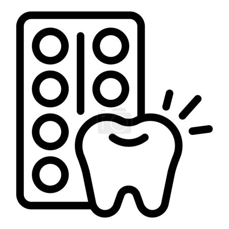 Illustration for Toothache painkiller icon outline vector. Dental medication. Oral teeth healthcare - Royalty Free Image