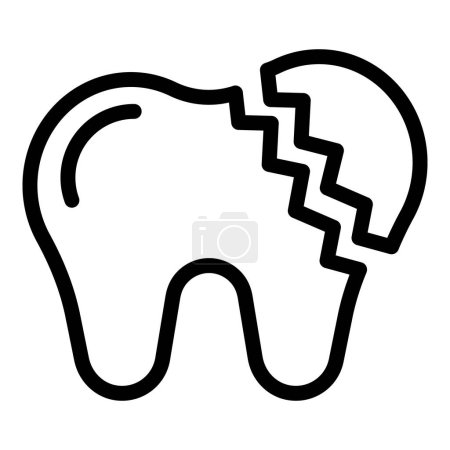 Der Umrissvektor des Zahnsymbols wurde geknackt. Zahnerkrankungen. Gebrochene Zähne