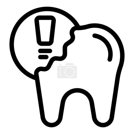 Chipped diente lesión icono contorno vector. Cirugía estomatológica. Problema de enfermedad oral