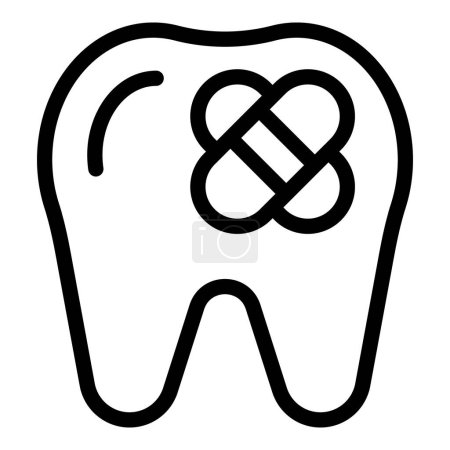 Dent réparé icône contour vecteur. Remède stomatologique. Procédure de restauration des dents