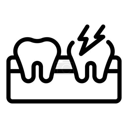 Umrissvektor für orale Schmerzen. Zahnempfindlichkeit. Zahnreizungsproblem