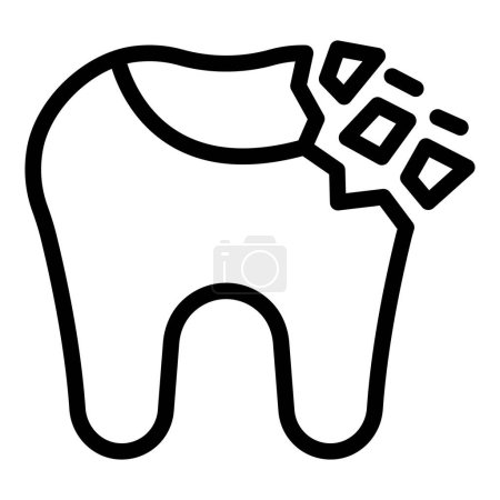 Umrissvektor mit gechipptem Zahn-Symbol. Gebrochene Zähne. Zahnkrankheiten