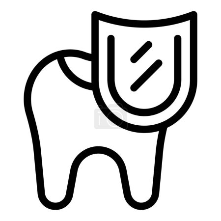 Der Umrissvektor des Zahnschutzschildes. Gesunde Zähne. Stomatologische Untersuchung