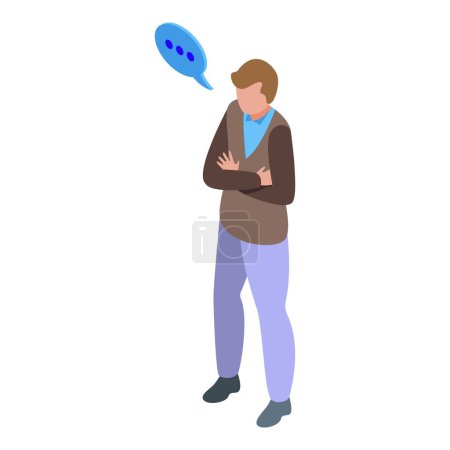 Guy street conversation icon isometric vector. Talk chat friend. Talking meet