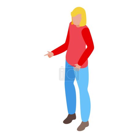 Mother serious discussion icon isometric vector. Wife talking. Expression face